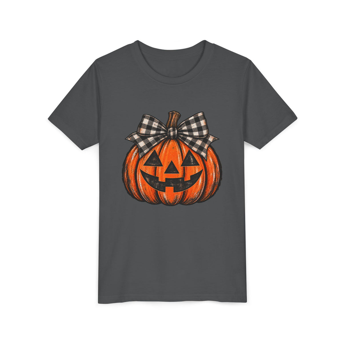 Youth girls pumpkin bow tee