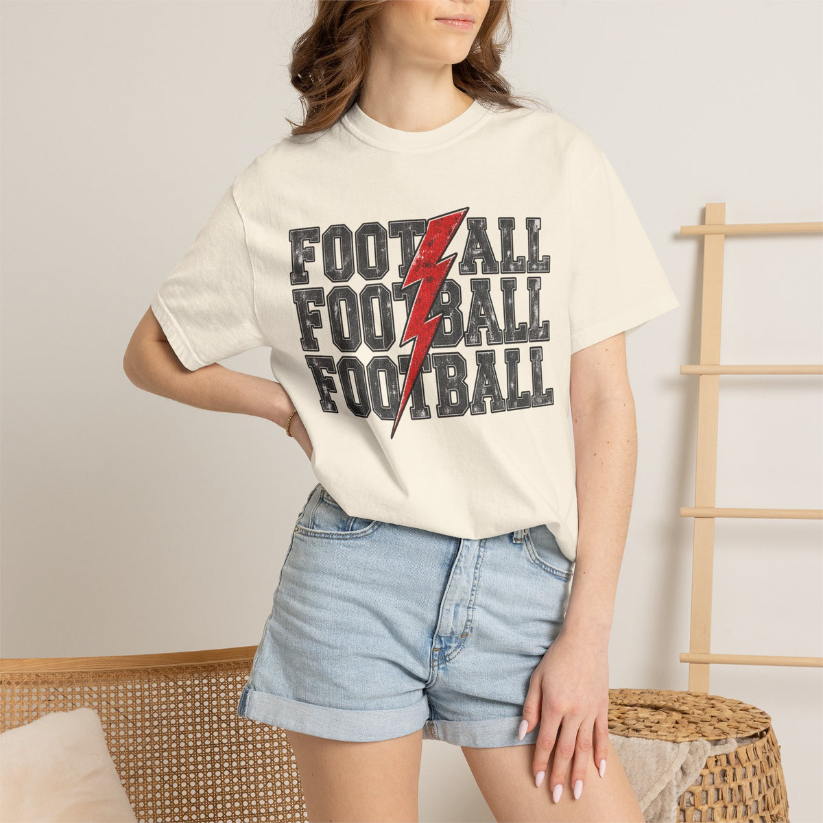 Football Lightning Bolt Adult Tee