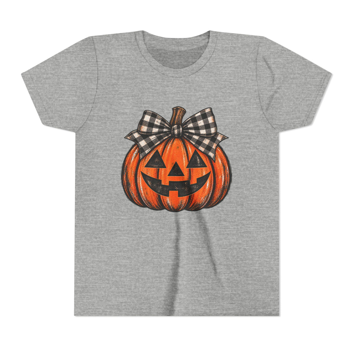 Youth girls pumpkin bow tee