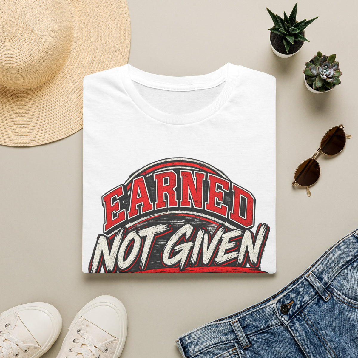 Adult earned not give tee