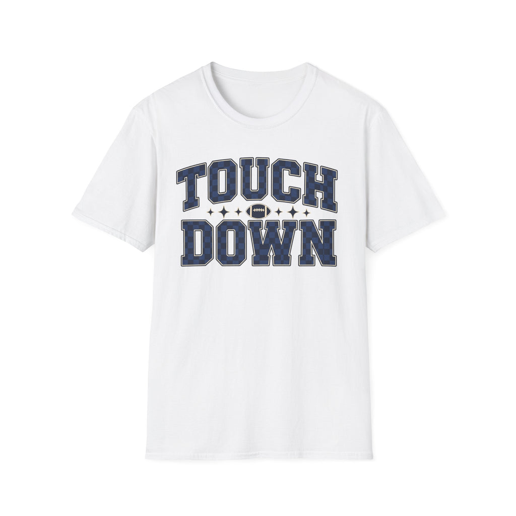 Blue and black touchdown tee