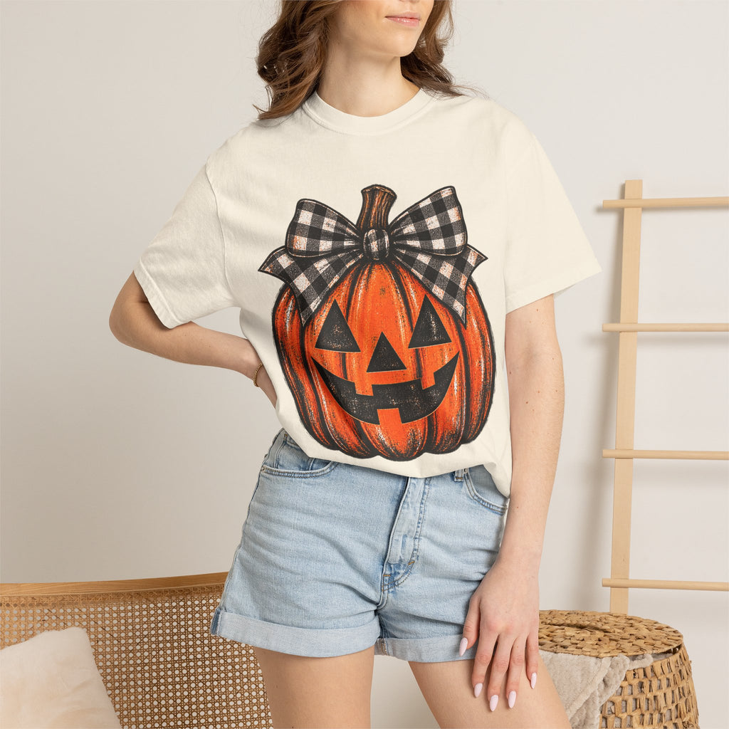 Jack-o-lantern bow tee