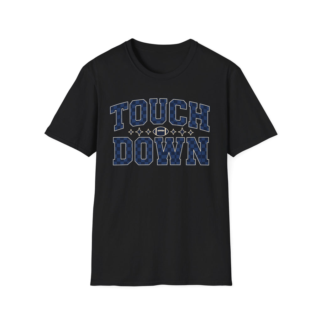 Blue and black touchdown tee