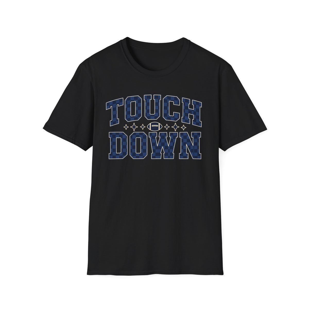 Blue and black touchdown tee