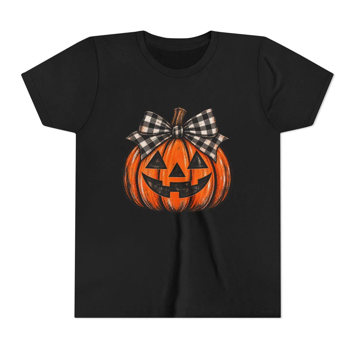 Youth girls pumpkin bow tee