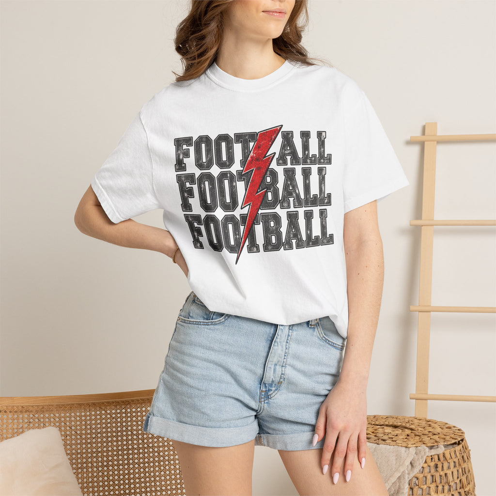 Football Lightning Bolt Adult Tee