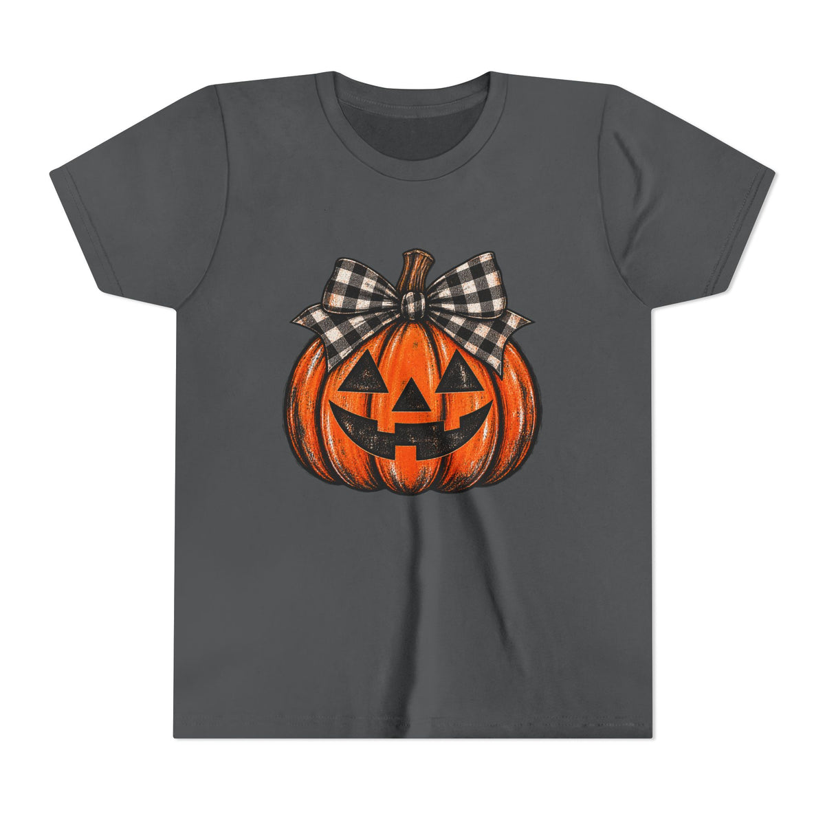 Youth girls pumpkin bow tee