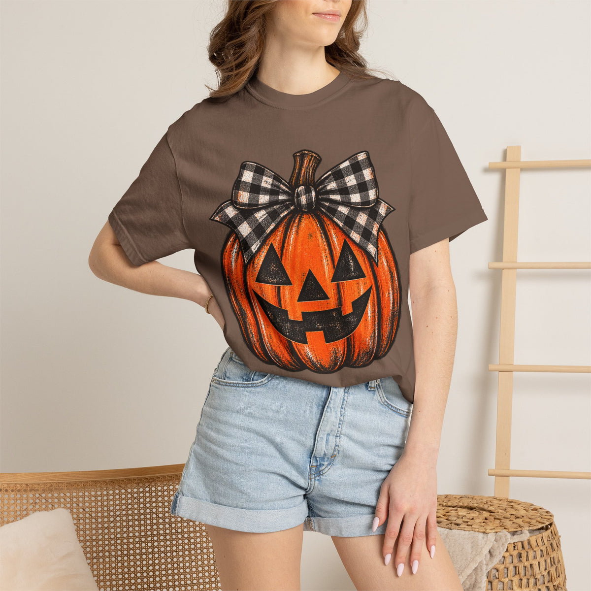 Jack-o-lantern bow tee